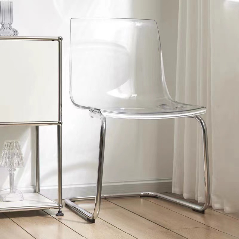 Silla de comedor nórdica redins silla respaldada transparente pequeña casa simple asiento de comedor moderno