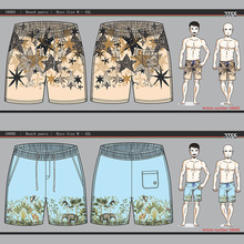 批发定制新款沙滩裤男欧美防水印花五分裤潮男防水海边度假短裤男