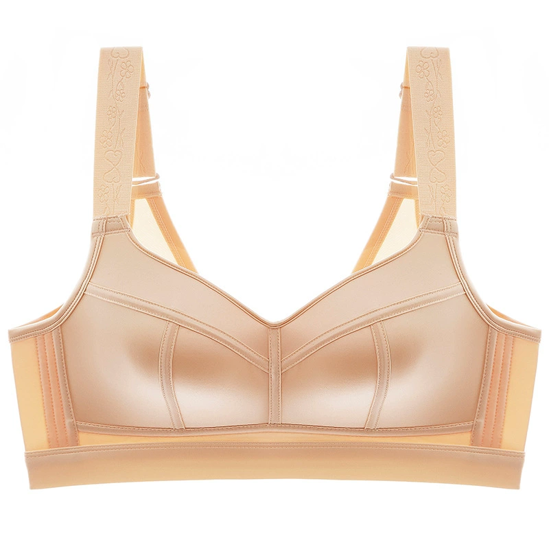 Glossy Satin Bra, Plus Size, Wide Adjustable Straps, Sizes 34–52 (C–E)