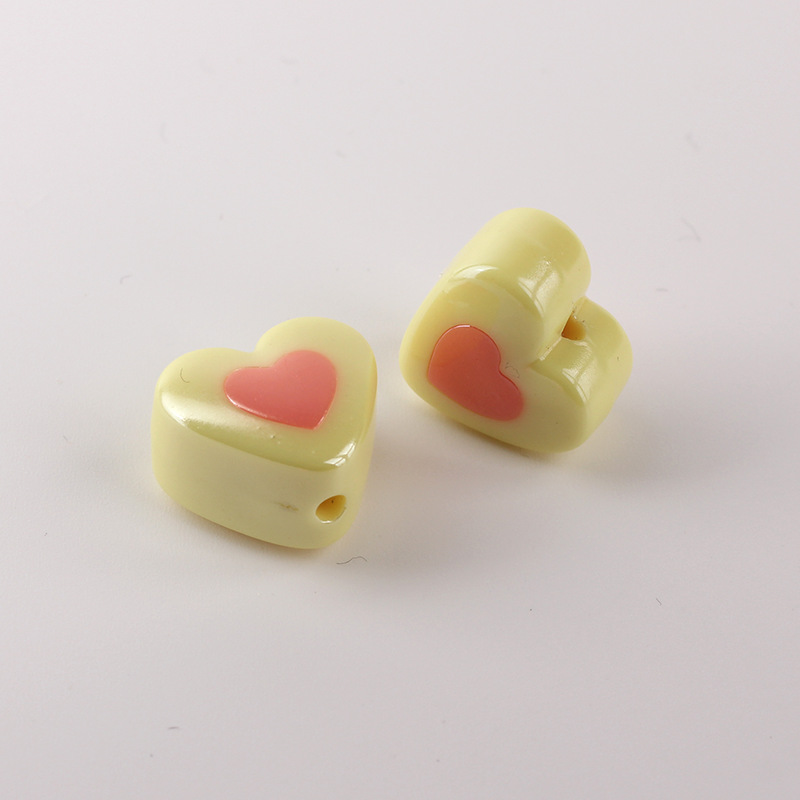 5g Weight Beads Jewelry Making Type DIY Ornament Accessories Classification 1 Piece Quantity Acrylic Material Heart Shape Pattern All Seasons Season Plating Design Simple Style Style 1 Piece Acrylic Heart Shape Beads DIY Ornament Accessories 7