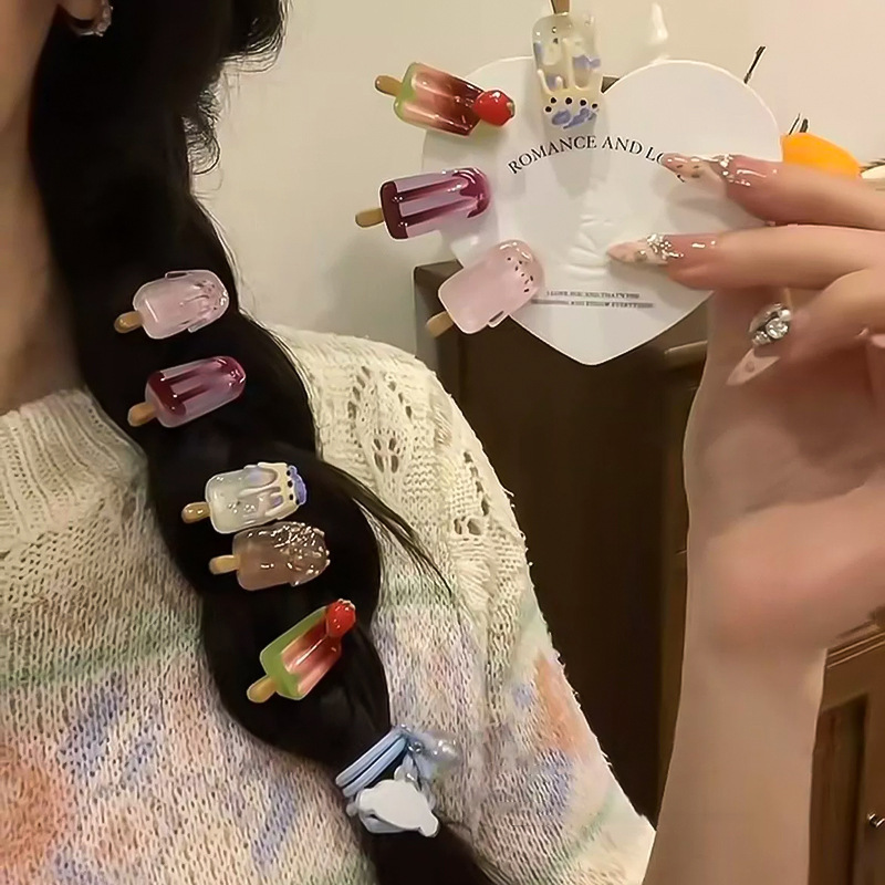 Personalized Cute Cartoon Ice Cream Hairpin Female Side Bangs Duckbill Clip Headwear Kidsren's Baby Hairpin