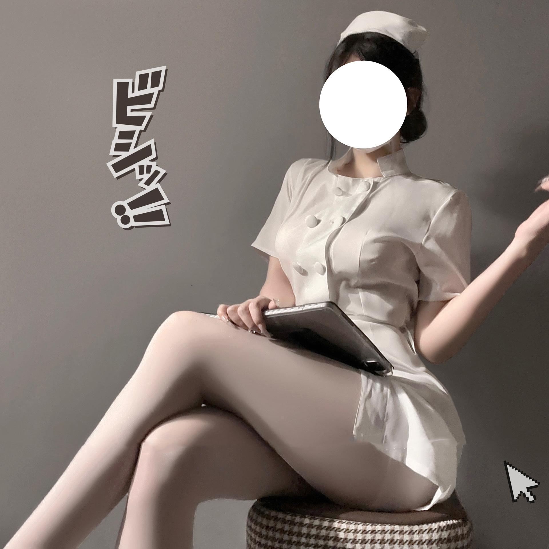 흰색 [헤어 액세서리 + 벨트 + 드레스] + 어울리는 양말