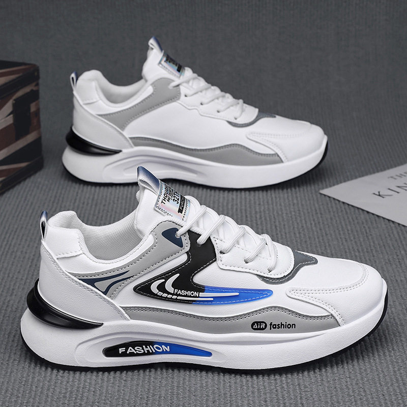 Giày thể thao nam da PU chống nước kiểu sneaker đế mềm chống trơn trượt — D291 màu trắng, D291 màu xám, D291 màu đen