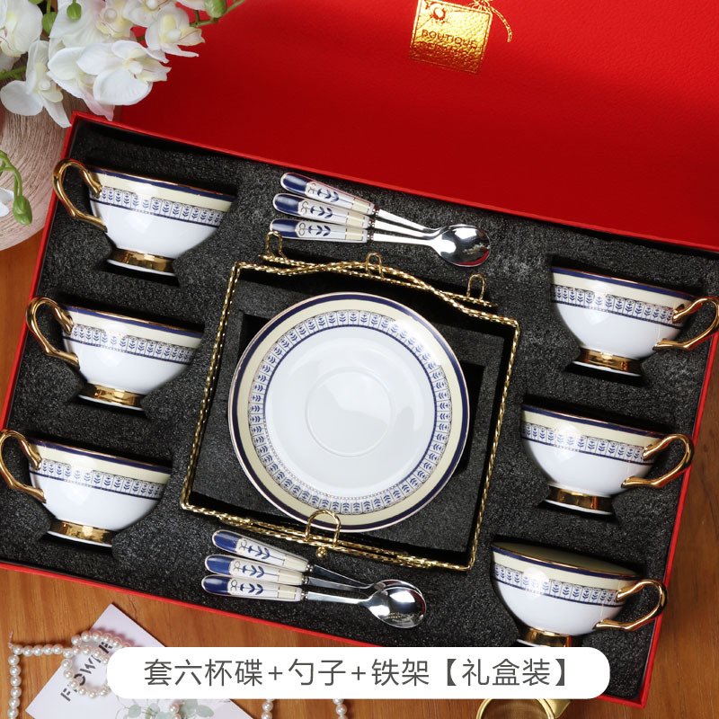 Tazas de café europeas de alta calidad, lujo ligero, sensación de alta calidad, set de té de la tarde, tazas de cerámica y platos