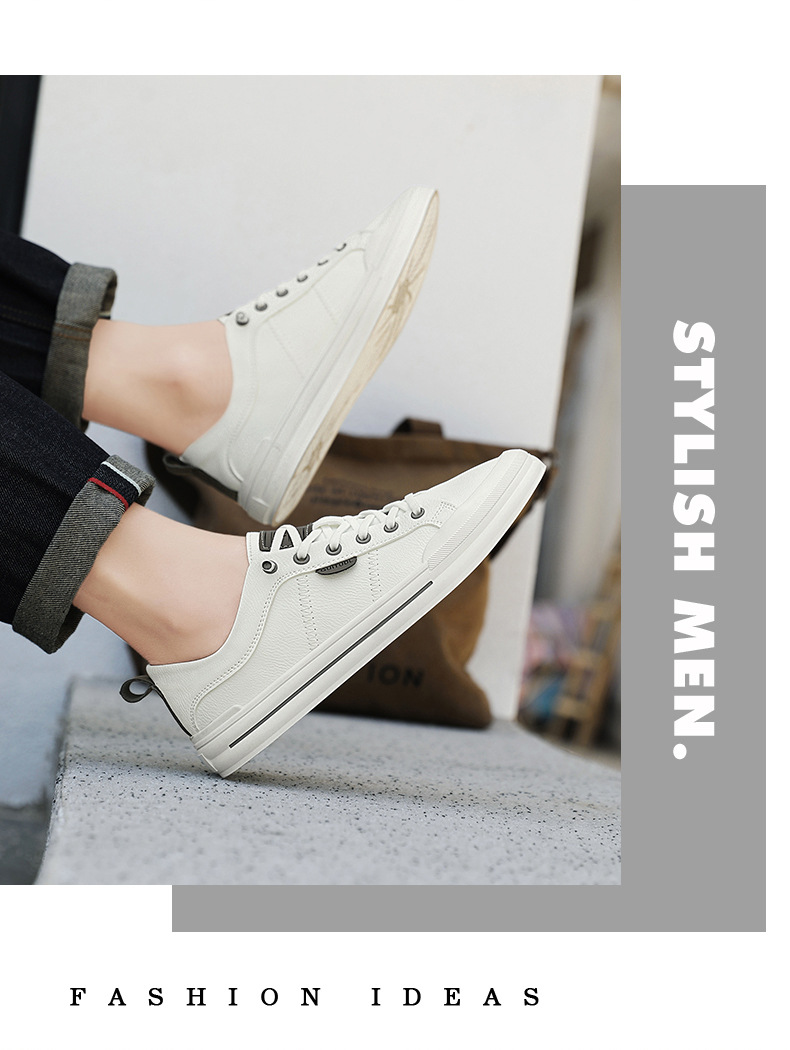 New Men's White Sneakers Cross-border E-commerce, Trendy Versatile Sports Casual Shoes For Men_vogvips.com