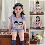 新款家居服男孩短袖短裤卡通冰凉套装儿童睡衣女童卡通甜美夏装