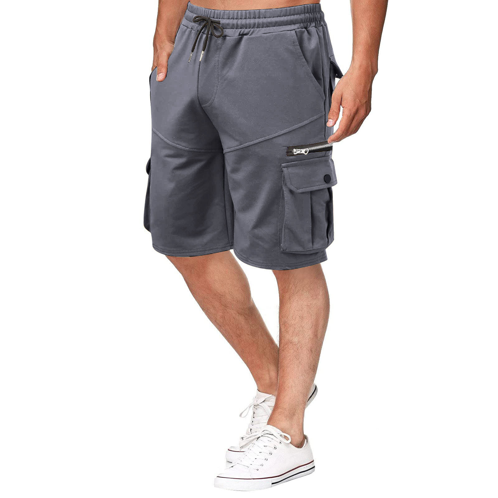 Herr sommar arbetsshorts i bomull, lös passform casual_voghion.com