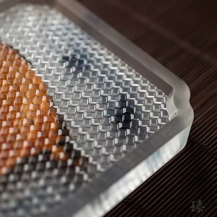 bandeja de burbujas secas de cristal tinta transfronteriza taza de resina aislante de calor bandeja de madera sólida bandeja de té bandeja de tetera de una sola capa