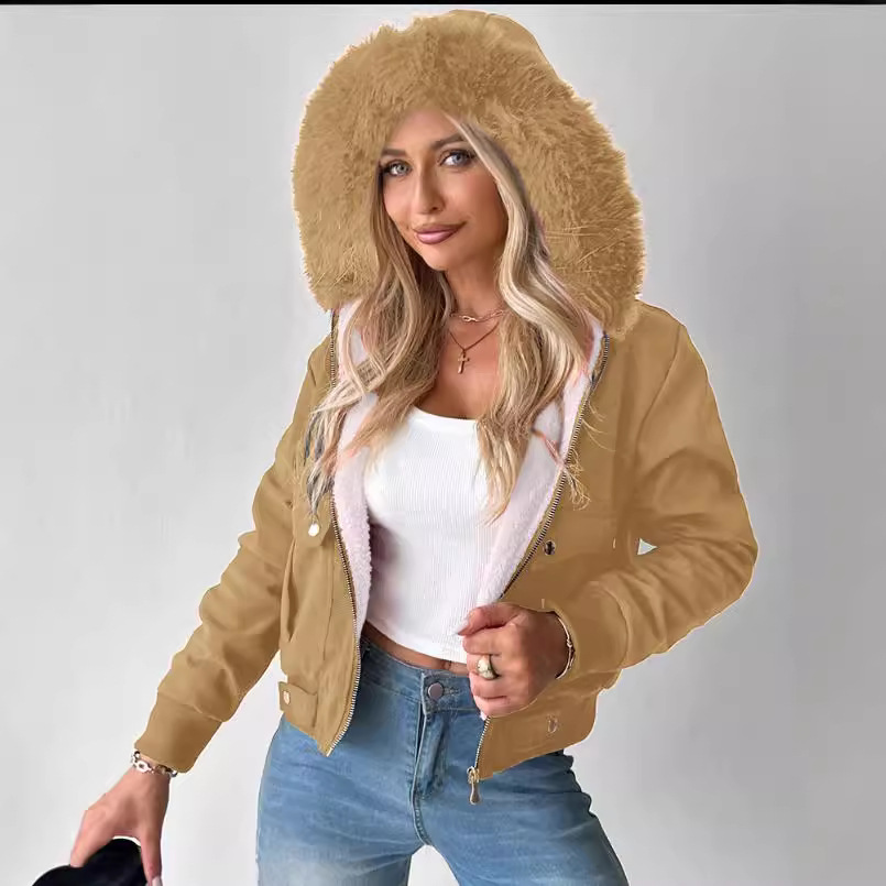 Abbigliamento donna 2024 Autunno e inverno Giacca casual Cappotto foderato in pelliccia Abbigliamento donna_voghion.com