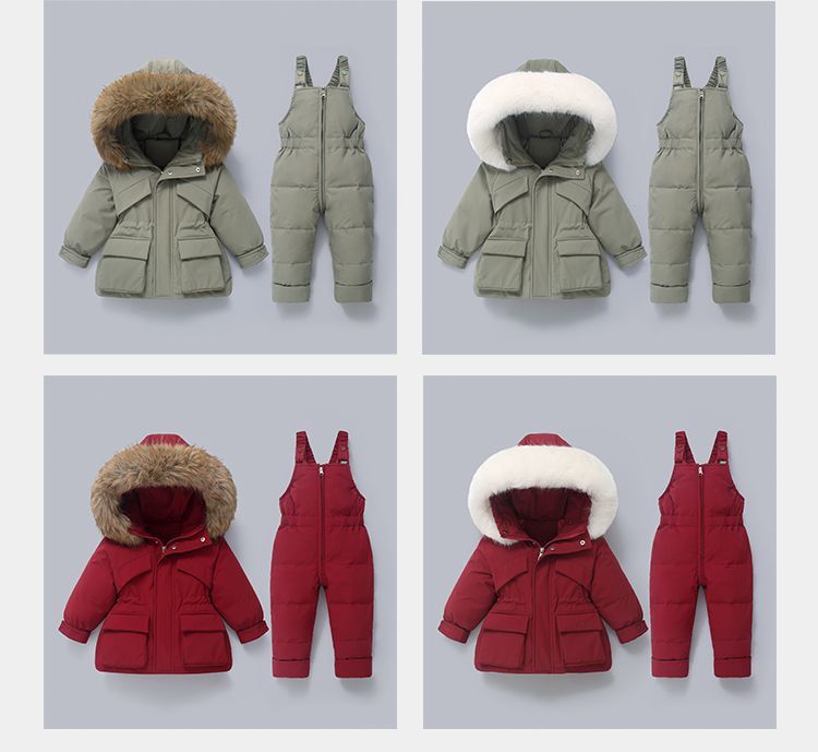 Piumino per bambini 2025, neonato, 1-5 anni, ragazzi e ragazze, nuovo set invernale in due pezzi, top + tuta_voghion.com