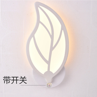 壁燈臥室床頭燈帶開關酒店工程過道樹葉亞克力110v~220創意壁燈