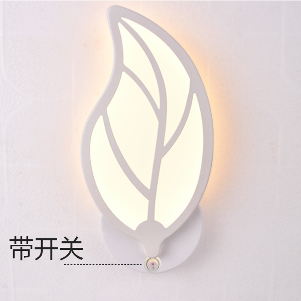 壁燈臥室床頭燈帶開關酒店工程過道樹葉亞克力110v~220創意壁燈