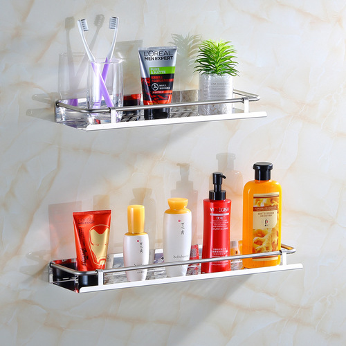 Bathroom storage rack in front of the mirror, washbasin storage rack, stainless steel wall single-layer wall hanging rack, no punching rack