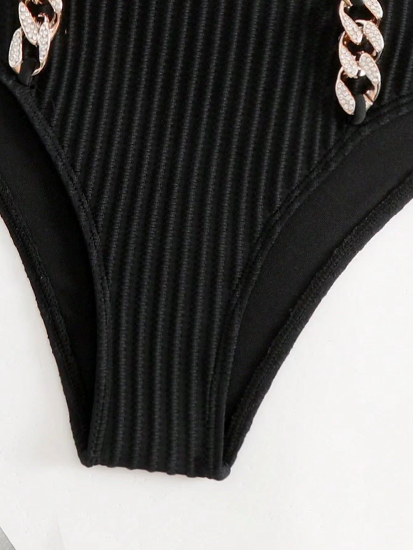 245g Weight Mid Waist Panties Waist Briefs Panties Style Halter Placket Type Bra&Panty Set Bra Category Nylon, Polyester Fabric Type 2 Pieces Set Quantity Swimming Pool, Beach Occasion Stripe, Solid Color Pattern Full Coverage Bra Cup Women's Gender Women's Stripe Solid Color 2 Pieces Set Bikinis Swimwear 9