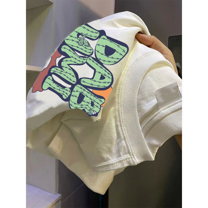 Verano nuevo nicho adelgazante popular estilo coreano ins moda tribu imprimir moda todo partido cuello redondo manga corta Camiseta para hombres