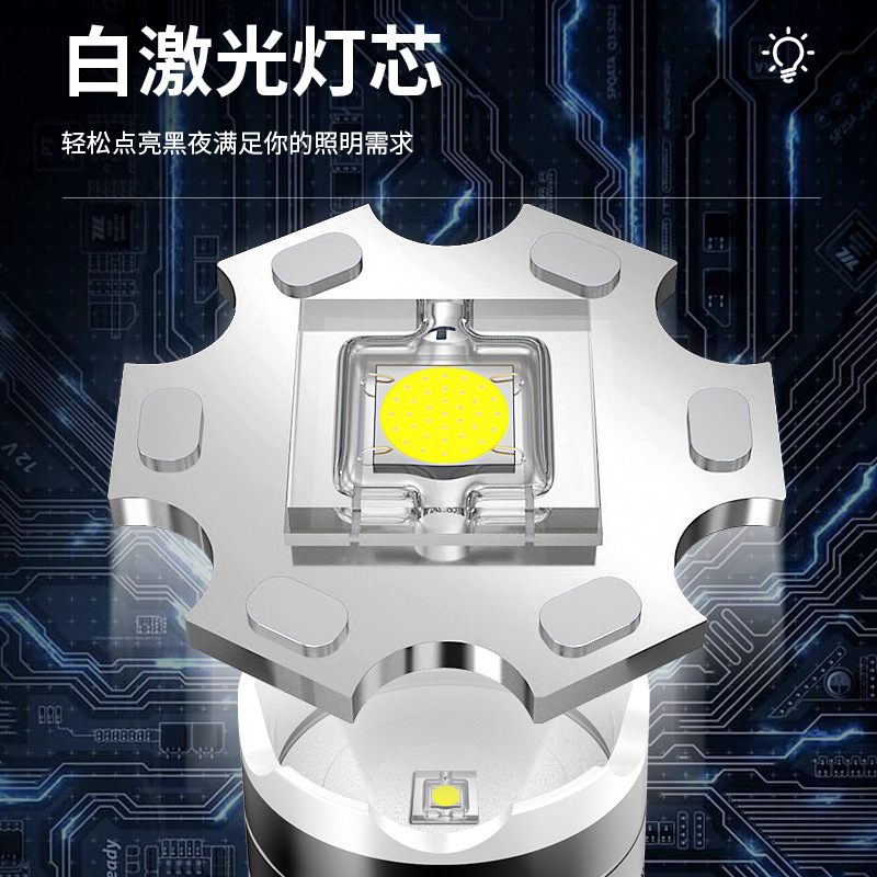 Linterna láser de pantalla eléctrica LCD lateral T Linterna de zoom telescópico de largo alcance Linterna de campamento de aventura de luz fuerte al aire libre