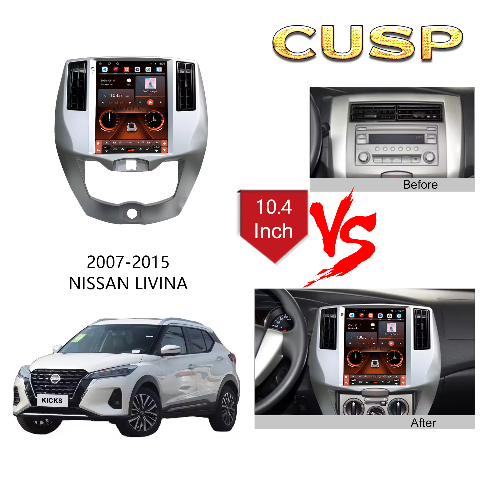 Jeep Grand Cherokee 2014-2019 Car Smart Navigation 10.4 inch Android