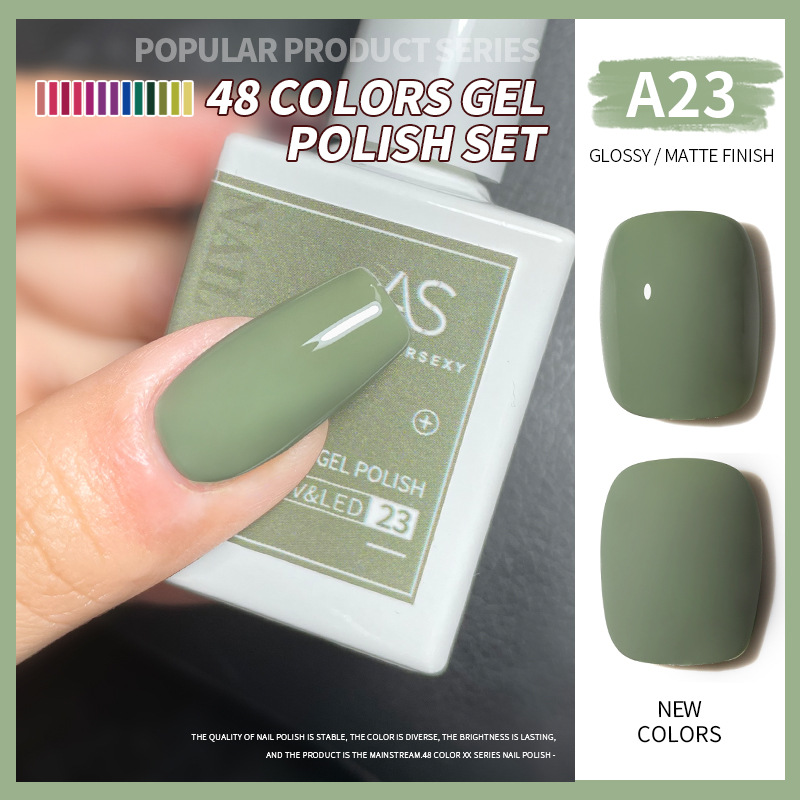 Una botella de pegamento de esmalte de uñas de un color 2022 nuevo verano popular 48-color Pequeño conjunto para el salón de uñas traje completo
