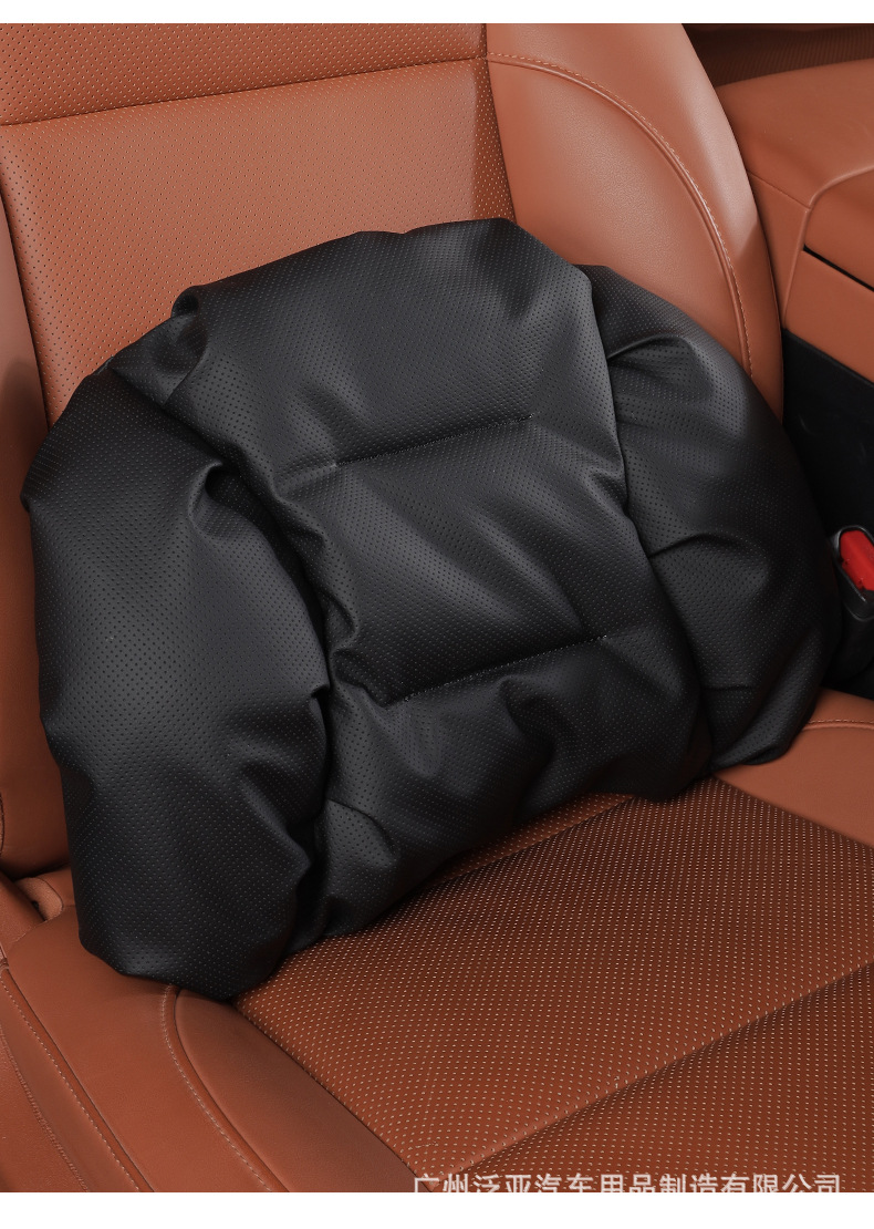 Cross-Border New Model Foam Cotton Car Headrest Nappa Leather Car-Mounted High-End Neck Pillow and Lumbar Cushion Set