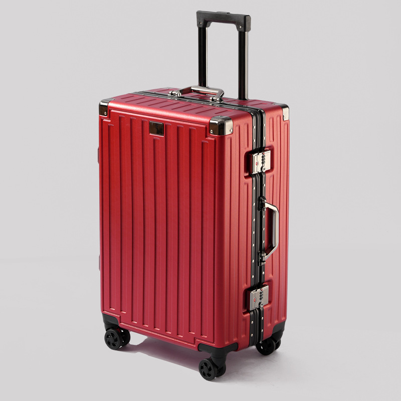 Moda estriada caja de tracción de viaje universal rueda cifrado maleta de almacenamiento de moda de ocio mujer maleta