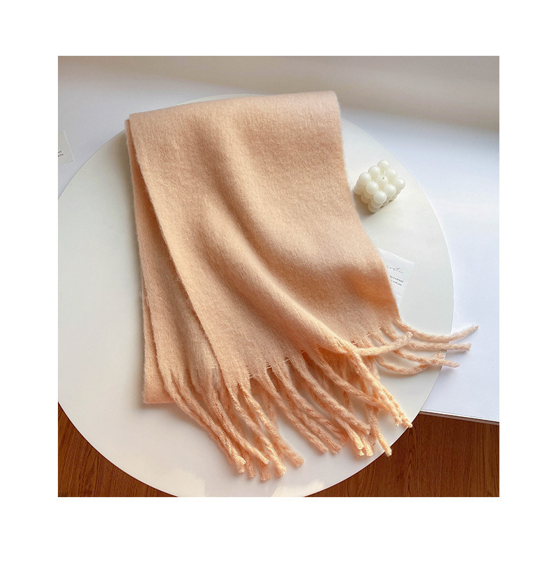 Solid Color Thickened and Extended Scarf for Women, 2026 Autumn and Winter New Korean Style, Versatile Winter Shawl for Students, Pink
