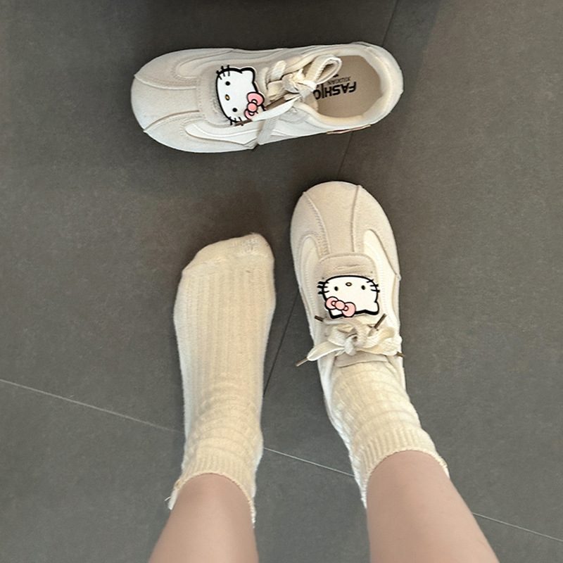 复古凯蒂猫运动德训鞋秋冬季卡通可爱百搭单鞋简约通勤女生休闲鞋|undefined