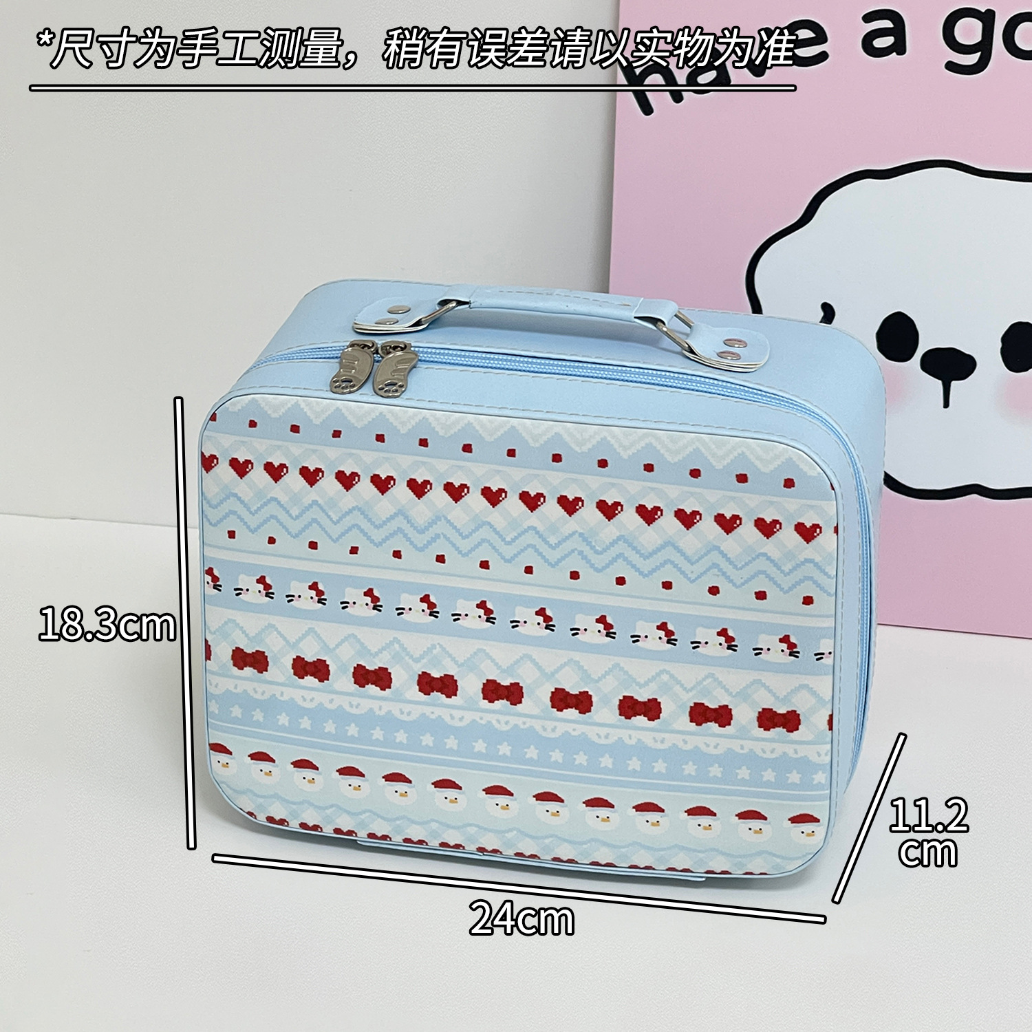 Bolsa de cosméticos con espejo, caja de cosméticos portátil de gran capacidad para mujer, maleta, bolsa de almacenamiento de cosméticos lindo de viaje impermeable