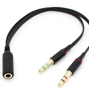 Dual Plug to Single Hole Manufacturer Wholesale One-Point Two-Wire Microphone Mobile Phone Headset Wire Control Conversion Adapter Wholesale
