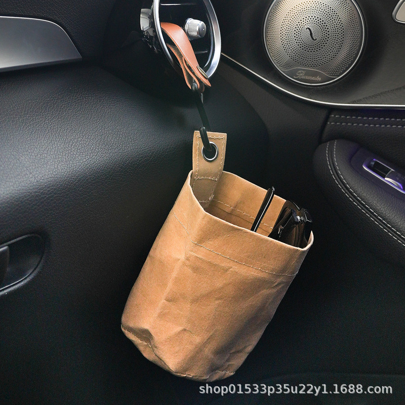 Car-Mounted Washable Kraft Paper Storage Bin, Customized Nordic Style Home Wall-Mounted Bag, Kitchen Storage Bag