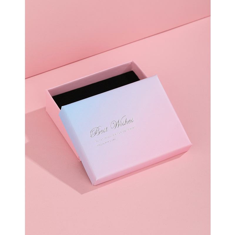Simple joyería de color rosa caja de almacenamiento de embalaje anillo de cartón pendientes colgante collar pulsera caja de regalo