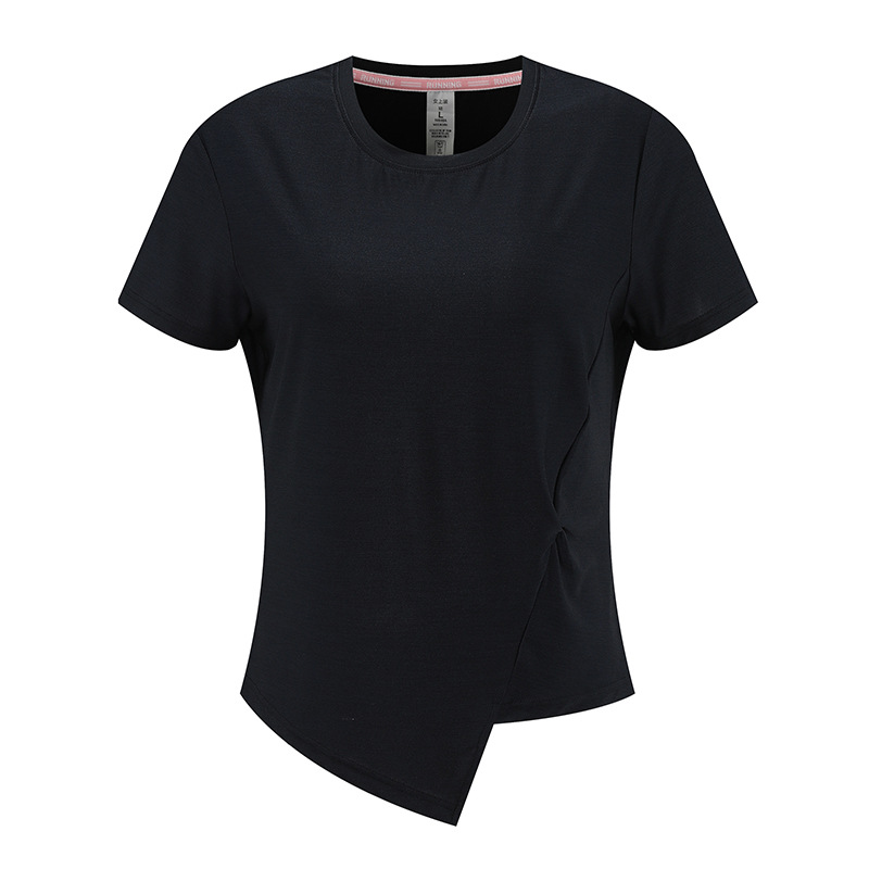 Camiseta deportiva de manga corta para mujer, estilo europeo y americano, para comercio transfronterizo, de secado rápido, para correr al aire libre, yoga, baile, fitness, transpirable, con cuello redondo