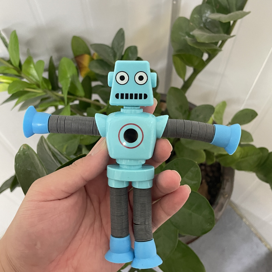 Transfronterizo robot flexible tubo telescópico niño puzzle dibujos animados estirados ventosa interacción padre-hijo creativo juguete descompresión