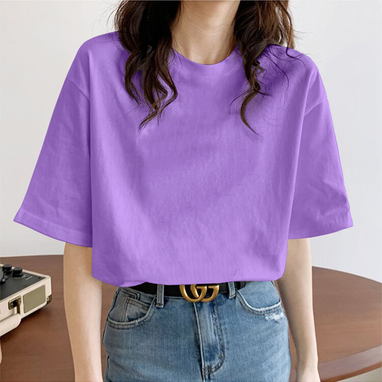 Candy color short sleeve t-shirt women's summer loose plus size Korean style slimming versatile cotton half sleeve casual top fashion ins
