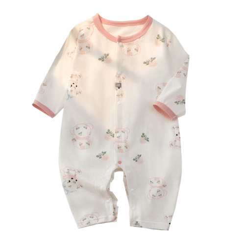 Baby jumpsuit type a pure cotton summer thin baby girl's clothing rompers boneless infant long-sleeved baby clothes