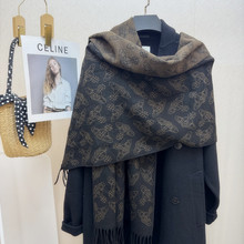 2025秋冬新款韩版甜妹风羊毛混纺提花围巾女保暖加厚披肩网红款围