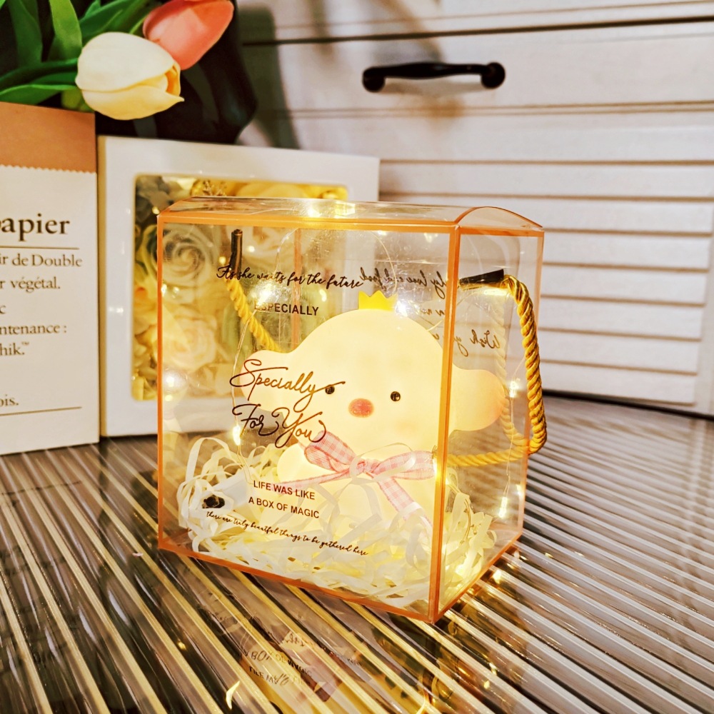 듀오듀오 돼지/핑크+사각 상자/라피아