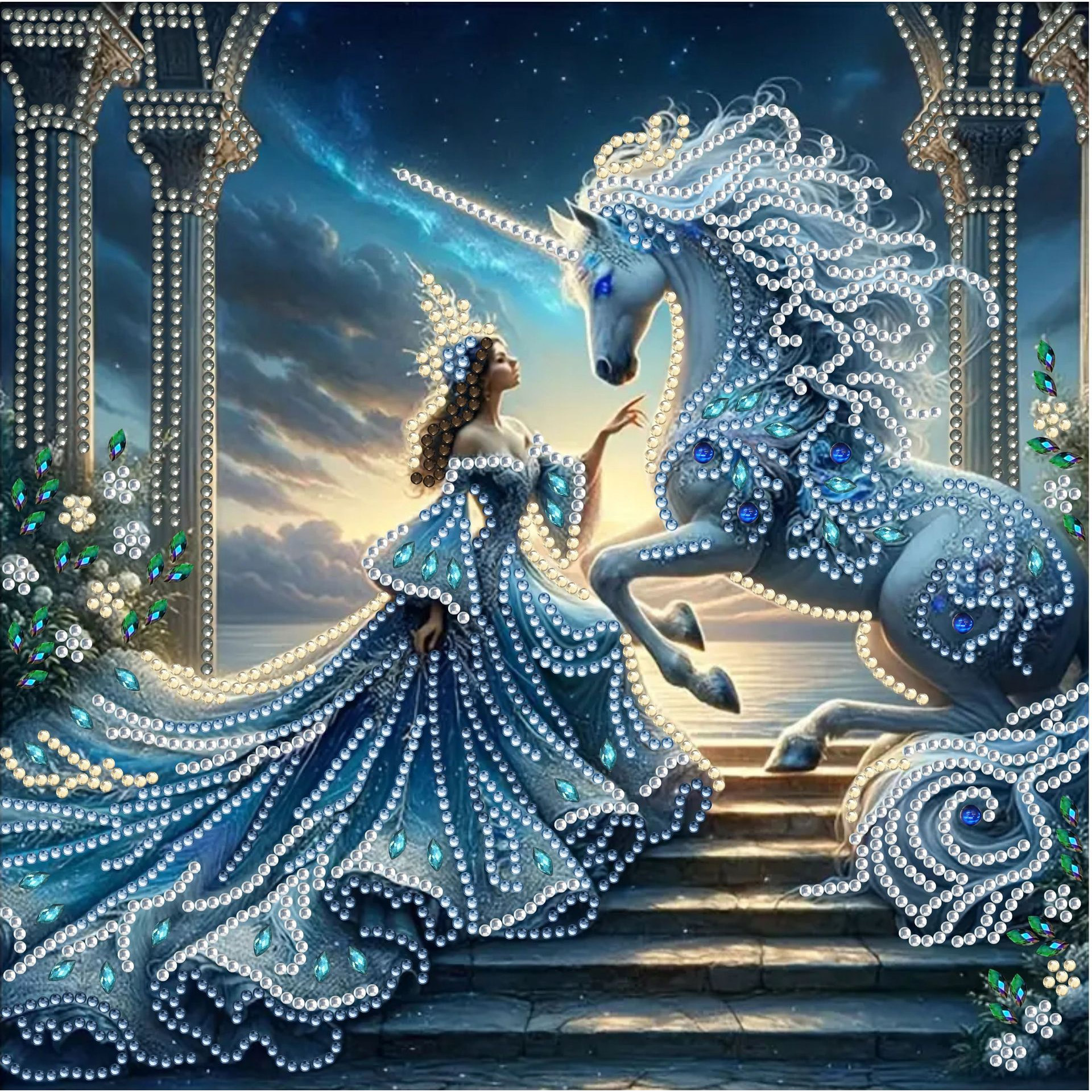 Pintura artesanal con diamantes