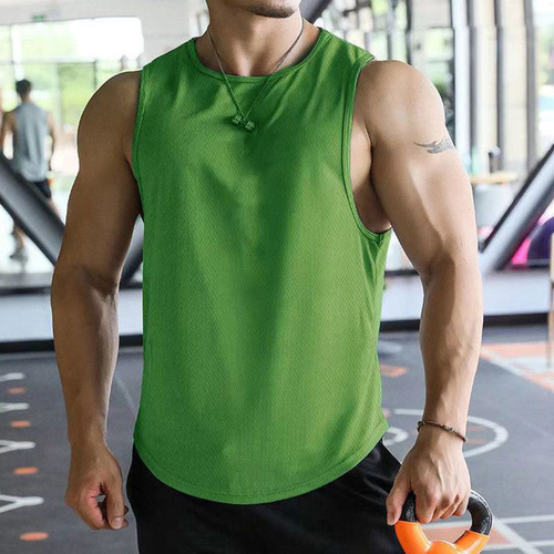 Summer New Versatile Quick-Dry Sports Fitness Sleeveless Crew Neck T-Shirt Running Training Basketball Loose Back Shirt for Men