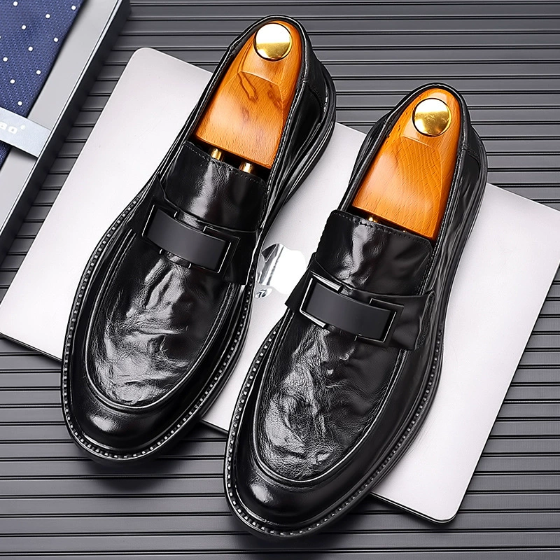 Кожаная обувь мужская живая новая ручная узор бизнес повседневная дышащая мужская туфля