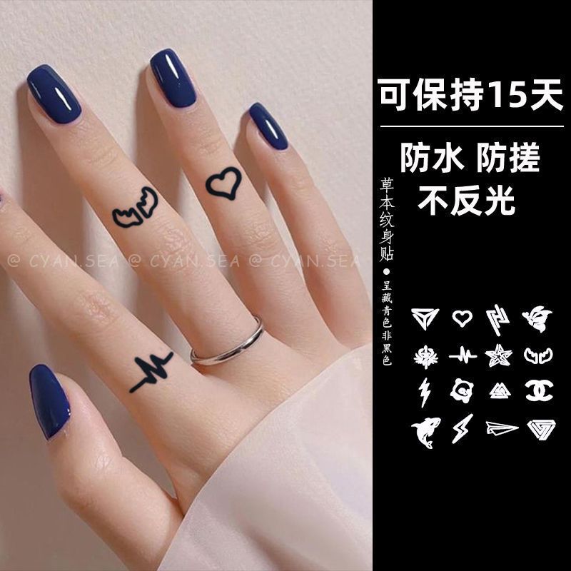 Ins Popular Finger Wrist Neck Tattoo Sticker Semi-Permanent Waterproof Long-Lasting Non-Reflective Realistic Tattoo Color