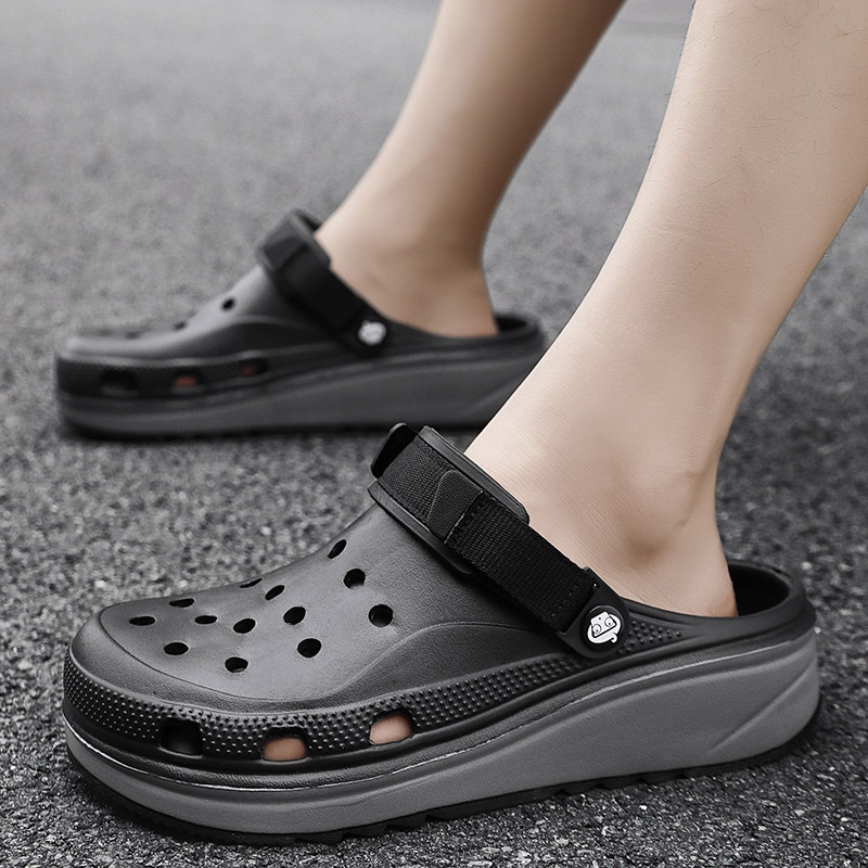 Una pieza de zapatos con agujeros para el cabello, verano para hombres, nuevas zapatillas de plataforma al aire libre, zapatos de playa casuales antideslizantes, zapatos de vadeo de gran tamaño