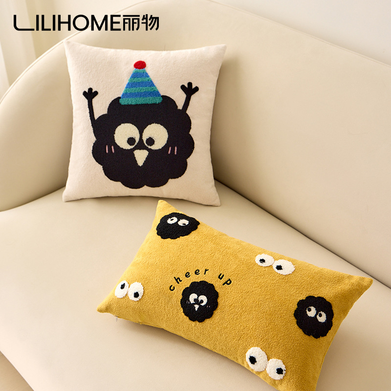 Cream Style Sofa Pillow Living Room Bedroom Bedside Cushion Car Office Lunch Break Pillow Removable and Washable Pillow Cover
