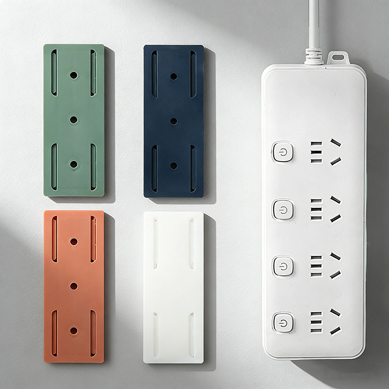 Plug Strip Holder Household Socket Plug Strip Holder Removable Punch-Free Wall Hanging Adhesive Organizer