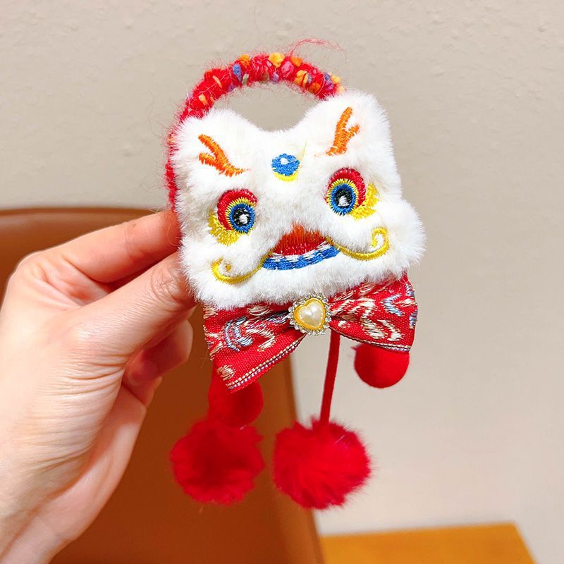 Estilo chino Año Nuevo tocado de Año Nuevo para Niños Accesorios para el cabello de peluche niña arco Año Nuevo horquilla bebé horquilla festiva