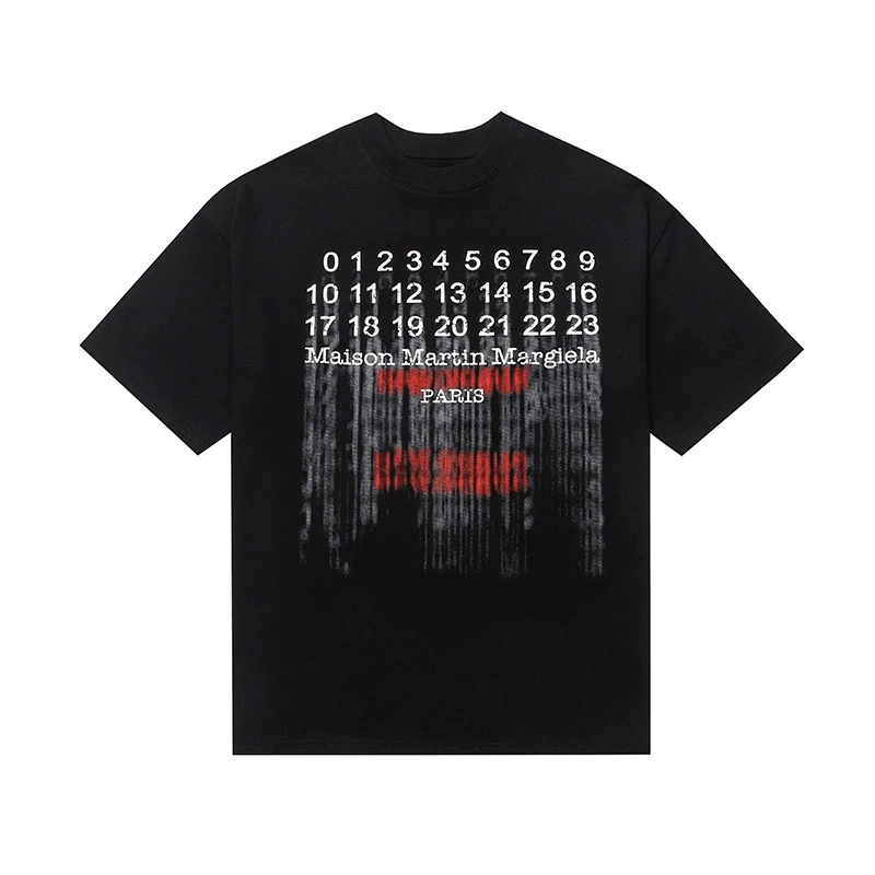 Maison Margiela 24SS коллекция MM6 цифровой узор круглый вырез мужской и женский модный бренд укороченный рукав футболка серия