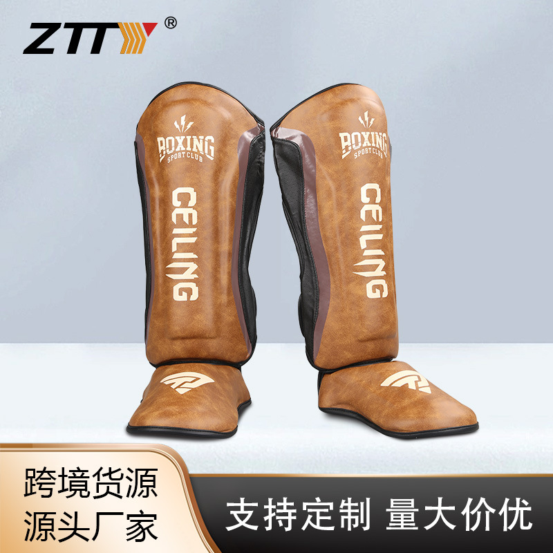 Ztty Fighting Leg Guards, Sanda Muay Thai, Foot Back Shin Guards, Boxing Thickeneded Microfiber Fighting Ankle Guards Wholesale