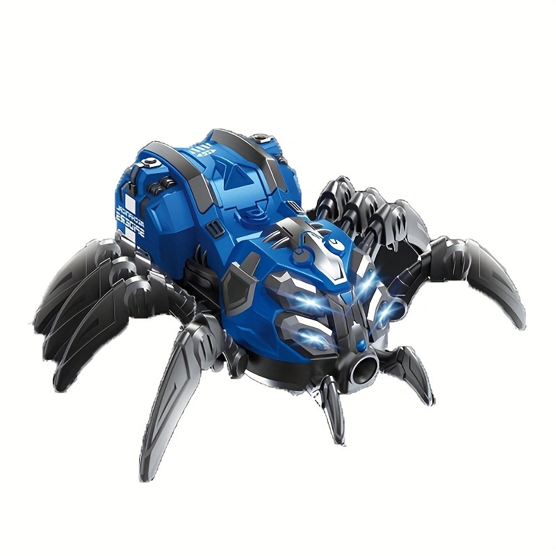 Wal-Mart venta caliente rojo azul sonido y luz mecánica araña juguetes para niños transfronterizos juguetes de araña de simulación eléctrica al por mayor