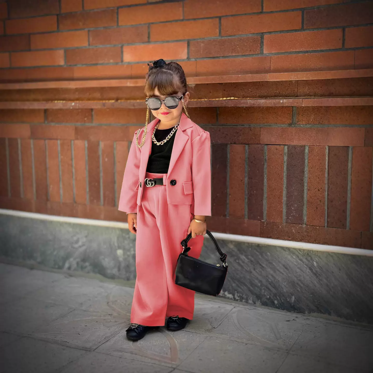 2025新款跨境春秋女童套装纯色西装上衣休闲西装长裤儿童两件套装