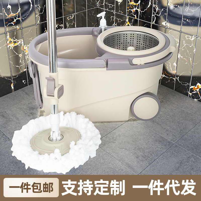 Cubeta de trapeador giratoria con prensa manual y rueda, desmontable, sin lavado a mano, al por mayor