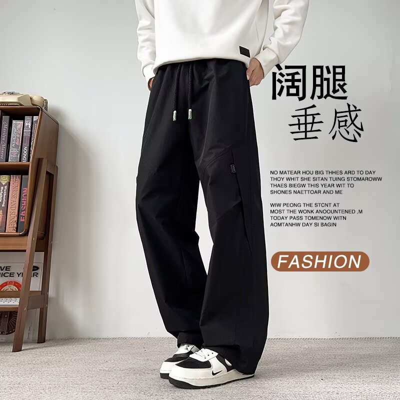 Hombres sueltos de tamaño grande comercio exterior primavera y otoño nuevos pantalones casuales de tamaño grande pantalones juveniles recto pantalones de piernas anchas transfronterizos